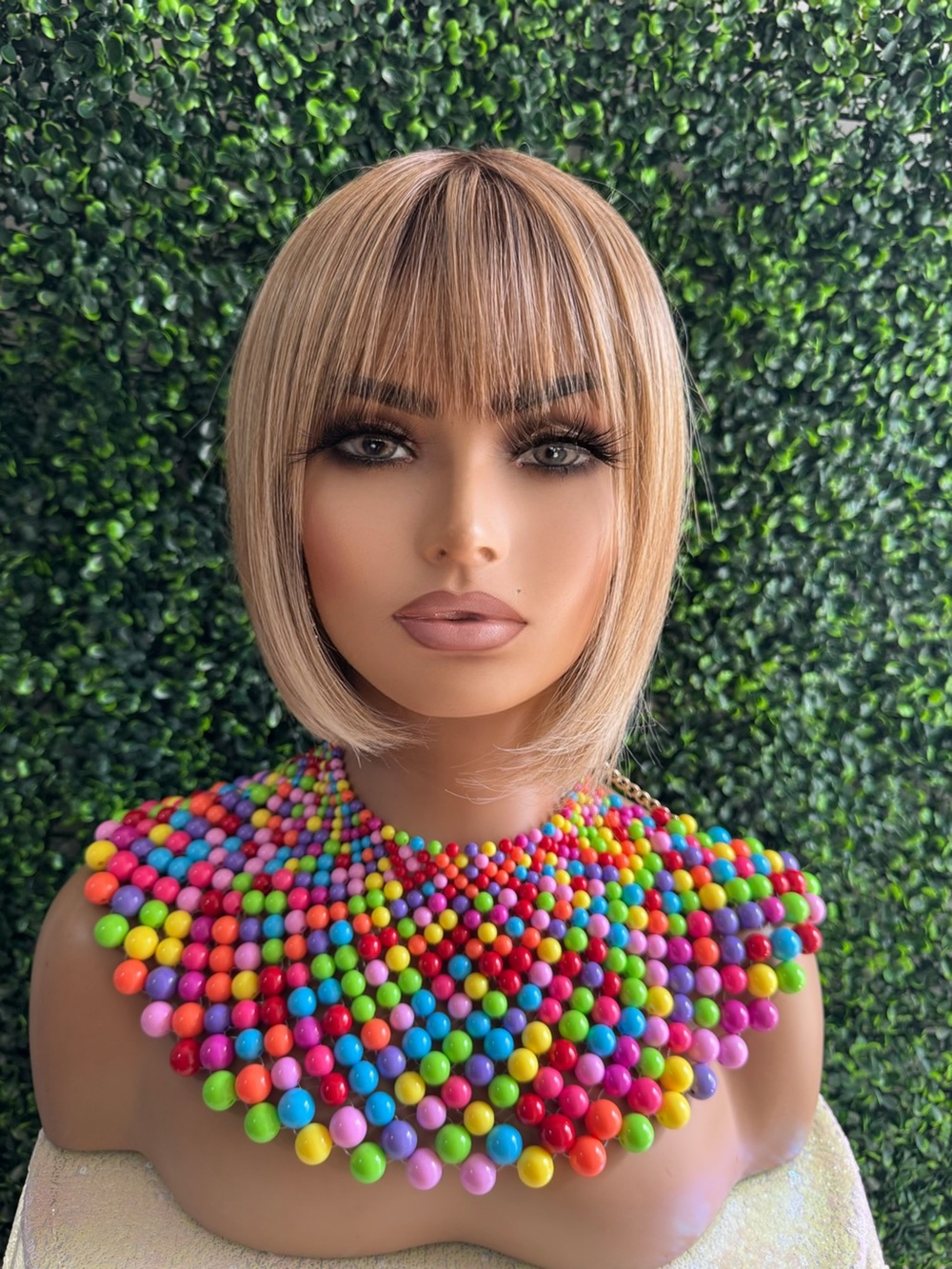 Blonde Straight Bob Wig with Bangs - Soft Honey Blonde